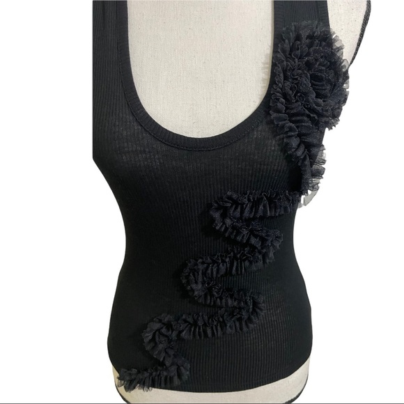 DKNY Ribbed tank top Rayon floral front Size P top. - Picture 2 of 6